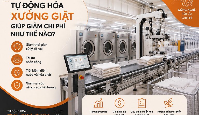 Tự động hóa xưởng giặt giúp giảm chi phí vận hành